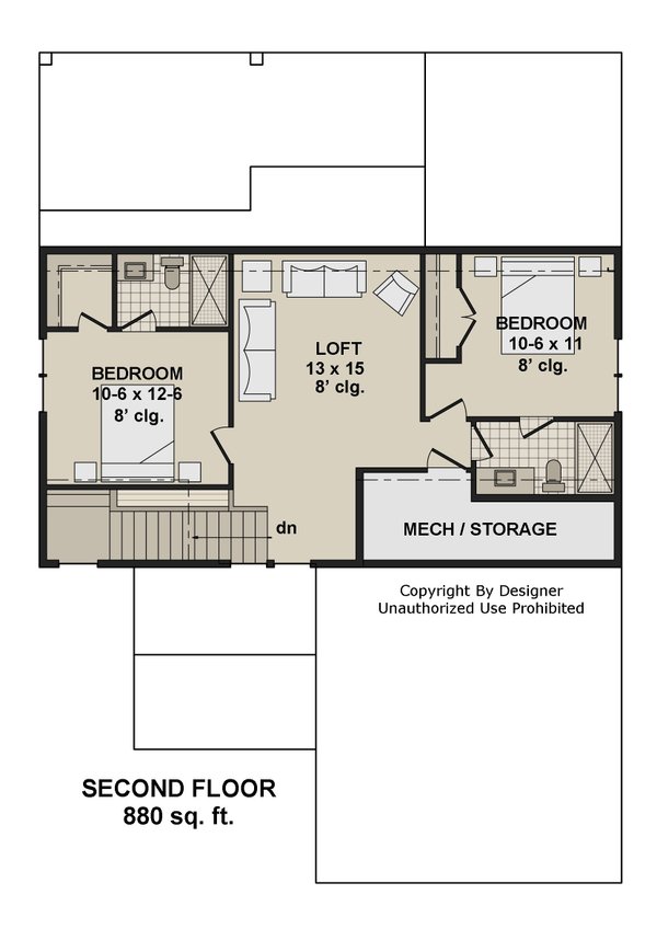 House Plan Design - Floor Plan - Upper Floor for Farmhouse House Plan #51-1538 - 3 bed, 3.5 bath