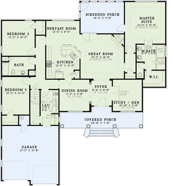 Home Plan - Southern Floor Plan - Main Floor Plan #17-1104