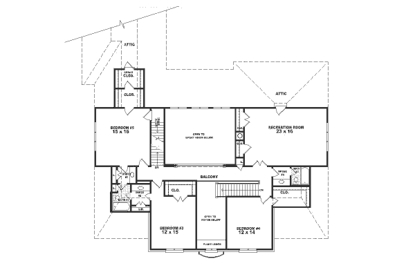 European Floor Plan - Upper Floor Plan #81-407