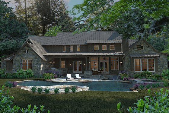 Exterior - Rear Elevation 2 for Craftsman House Plan #120-186 - 4 bed, 4 bath