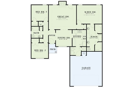 Floor Plan - Main Floor for European House Plan #17-3112 - 3 bed, 2 bath
