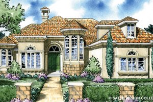 Mediterranean Exterior - Front Elevation Plan #930-297