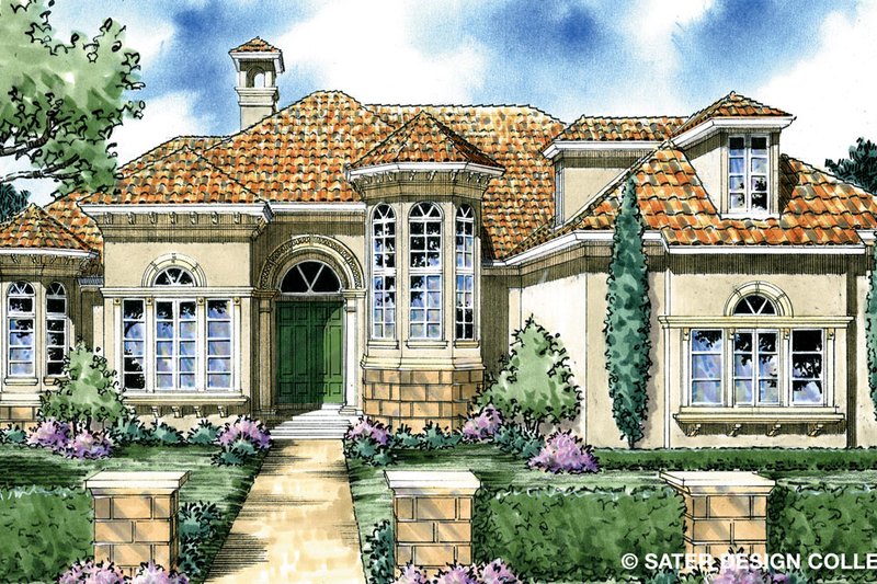 Architectural House Design - Mediterranean Exterior - Front Elevation Plan #930-297