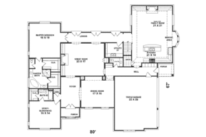Floor Plan - Main Floor for Traditional House Plan #81-408 - 5 bed, 5.5 bath
