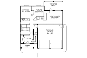 Floor Plan - Lower Floor for Traditional House Plan #18-270 - 3 bed, 2 bath