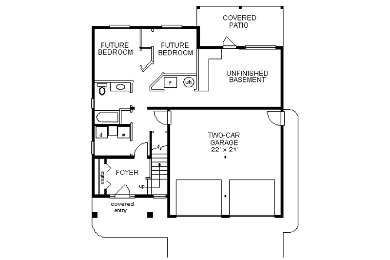 House Plan Design - Floor Plan - Lower Floor for Traditional House Plan #18-270 - 3 bed, 2 bath