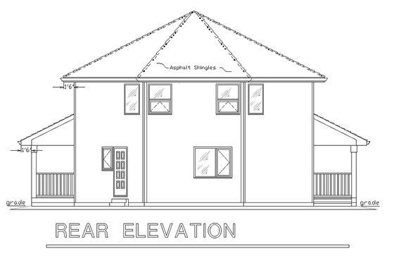 Exterior - Rear Elevation for Country House Plan #18-296 - 3 bed, 2 bath