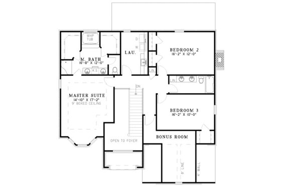 Floor Plan - Upper Floor for European House Plan #17-542 - 3 bed, 2.5 bath