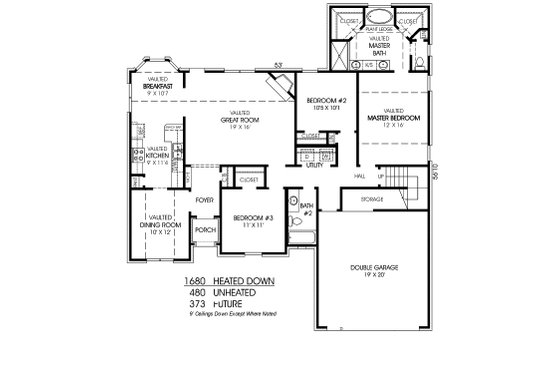 Floor Plan - Main Floor for European House Plan #424-260 - 3 bed, 2 bath
