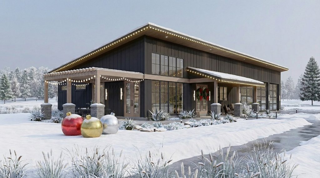 Exterior - Front Elevation 2 for Barndominium House Plan #455-252 - 2 bed, 2 bath