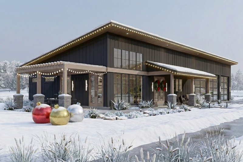 Exterior - Front Elevation 2 for Barndominium House Plan #455-252 - 2 bed, 2 bath