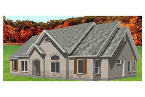 Exterior - Front Elevation for European House Plan #408-103 - 3 bed, 3 bath