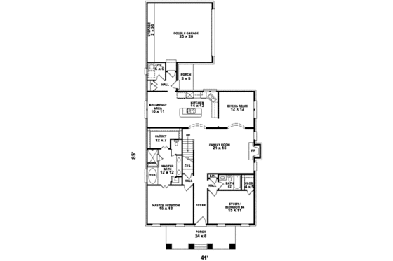 Floor Plan - Main Floor for Bungalow House Plan #81-955 - 4 bed, 4 bath