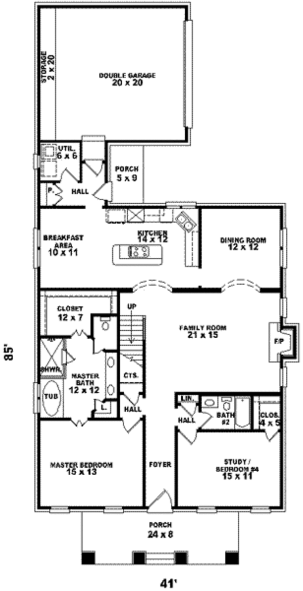 Bungalow Floor Plan - Main Floor Plan #81-955