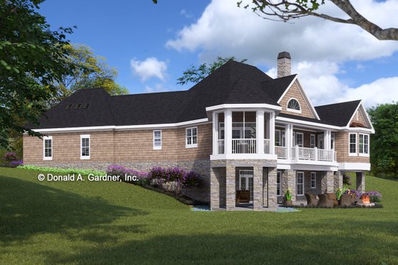Exterior - Rear Elevation 1 for Country House Plan #929-993 - 3 bed, 3.5 bath