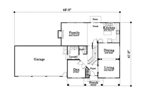 Floor Plan - Main Floor for Traditional House Plan #78-120 - 3 bed, 2.5 bath