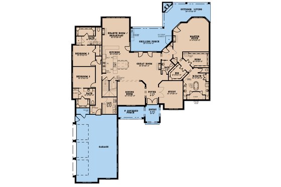 Floor Plan - Main Floor for European House Plan #923-277 - 3 bed, 4.5 bath