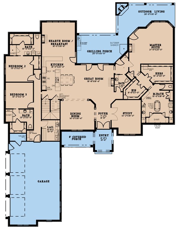 House Blueprint - European Floor Plan - Main Floor Plan #923-277