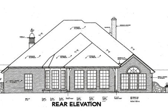 Exterior - Rear Elevation for European House Plan #310-412 - 4 bed, 3 bath