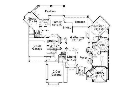 Floor Plan - Main Floor for European House Plan #411-490 - 4 bed, 4.5 bath