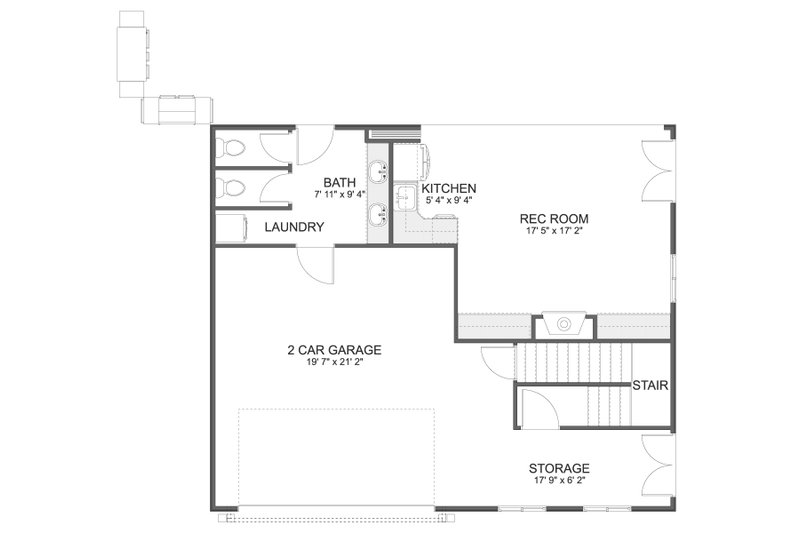 House Design - Floor Plan - Main Floor for Traditional House Plan #1060-223, 1 bath