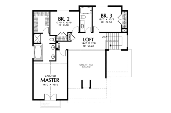 Floor Plan - Upper Floor for Traditional House Plan #48-378 - 3 bed, 2.5 bath