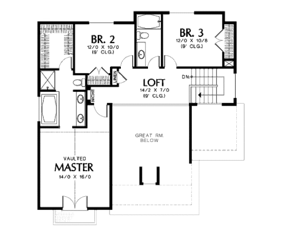 House Design - Traditional Floor Plan - Upper Floor Plan #48-378