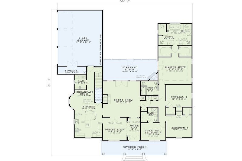 Dream House Plan - Floor Plan - Main Floor for Colonial House Plan #17-2852 - 4 bed, 3 bath
