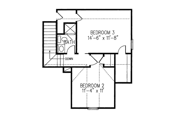 Floor Plan - Upper Floor for European House Plan #410-228 - 3 bed, 2 bath