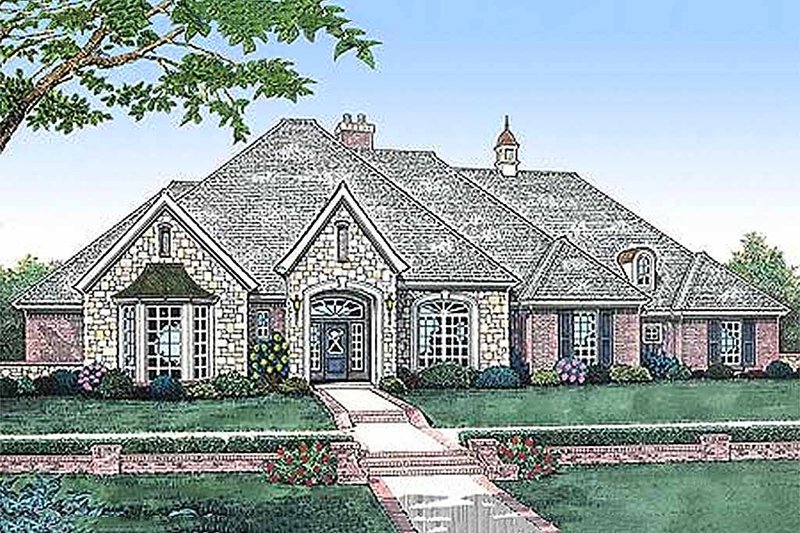 European Style House Plan - 4 Beds 3 Baths 2941 Sq/Ft Plan #310-552