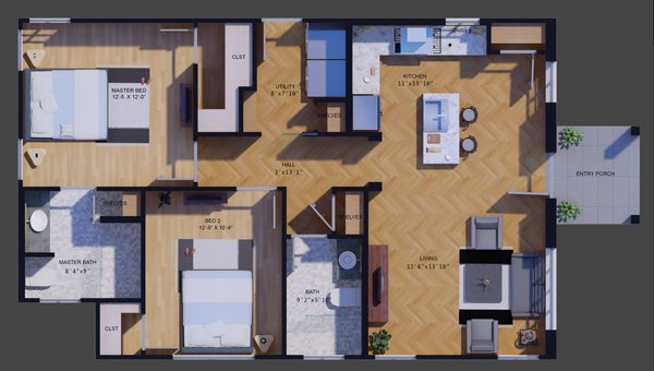 House Blueprint - Cottage Floor Plan - Main Floor Plan #1110-2