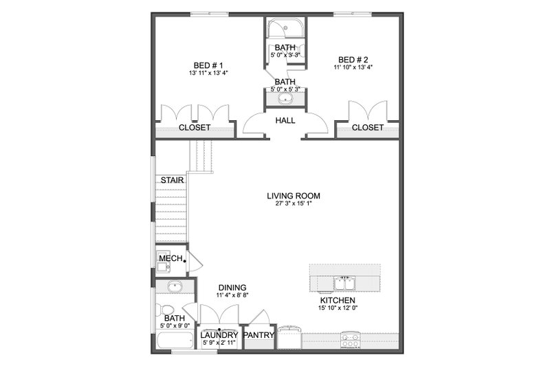 Architectural House Design - Floor Plan - Upper Floor for Barndominium House Plan #1060-264 - 2 bed, 2.5 bath