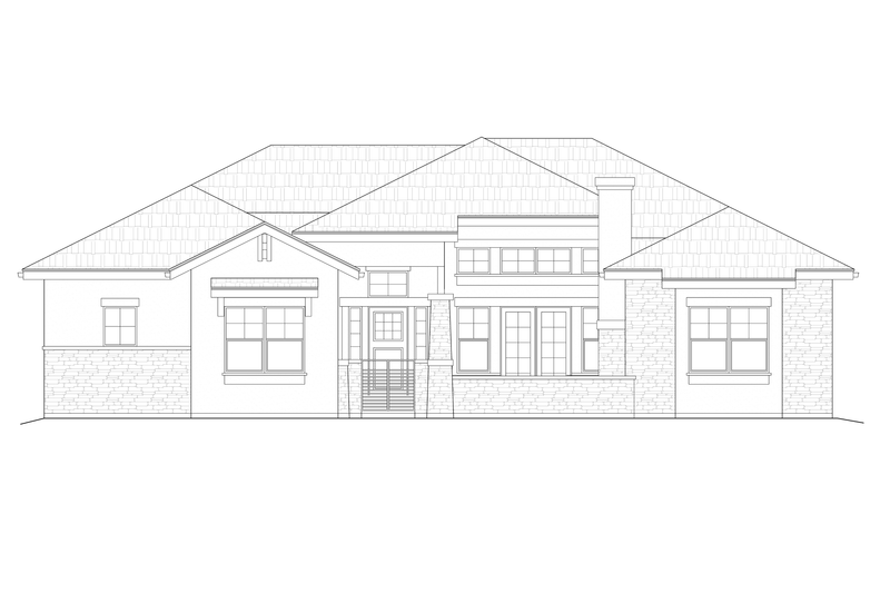 House Plan Design - Exterior - Front Elevation 3 for Ranch House Plan #1108-15 - 4 bed, 2.5 bath