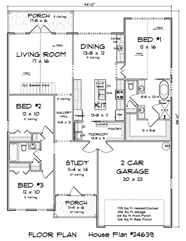 House Blueprint - Craftsman Floor Plan - Main Floor Plan #513-2432