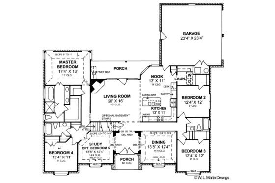 Floor Plan - Main Floor for Traditional House Plan #20-364 - 4 bed, 3 bath