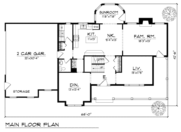 Country Floor Plan - Main Floor Plan #70-398