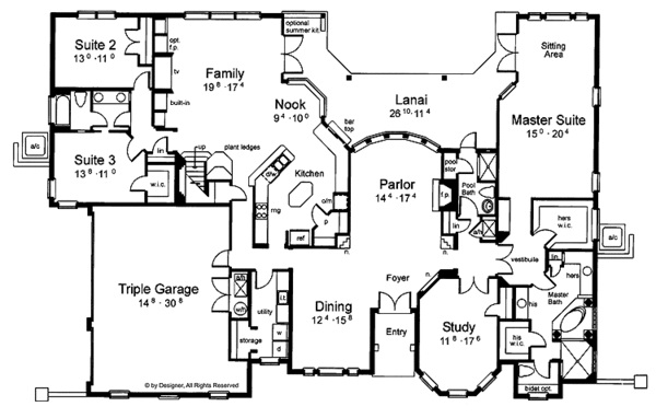 House Plan Design - Mediterranean Floor Plan - Main Floor Plan #1039-5