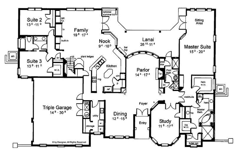 Dream House Plan - Floor Plan - Main Floor for Mediterranean House Plan #1039-5 - 4 bed, 4 bath