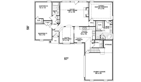 Floor Plan - Main Floor for Traditional House Plan #81-304 - 3 bed, 2.5 bath