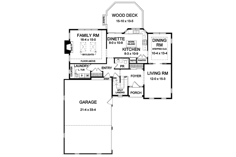 Home Plan - Floor Plan - Main Floor for Colonial House Plan #328-437 - 3 bed, 2.5 bath
