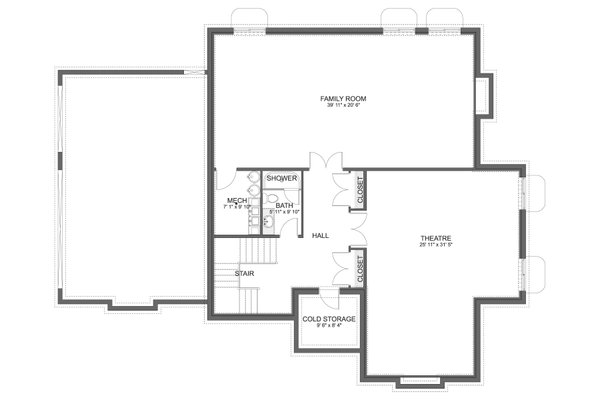 House Blueprint - Colonial Floor Plan - Lower Floor Plan #1060-370