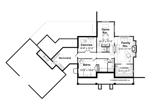 Architectural House Design - Craftsman Floor Plan - Lower Floor Plan #928-39