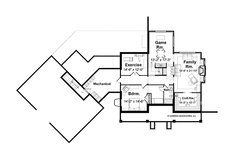 Home Plan - Floor Plan - Lower Floor for Craftsman House Plan #928-39 - 4 bed, 3.5 bath