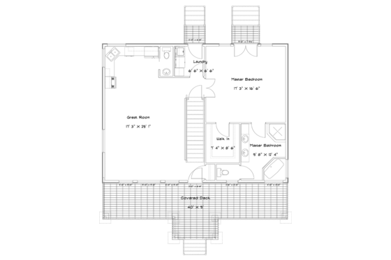 Floor Plan - Main Floor for Cabin House Plan #1060-24 - 3 bed, 2.5 bath