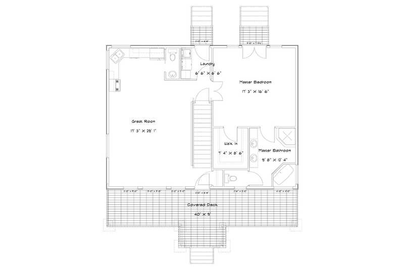 Home Plan - Floor Plan - Main Floor for Cabin House Plan #1060-24 - 3 bed, 2.5 bath