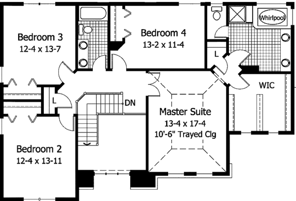 Dream House Plan - Traditional Floor Plan - Upper Floor Plan #51-934