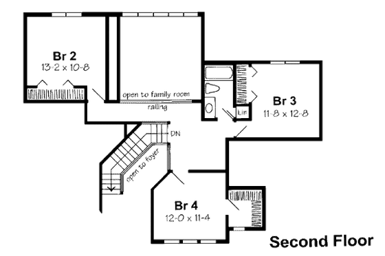 Floor Plan - Upper Floor for Traditional House Plan #312-603 - 4 bed, 2.5 bath