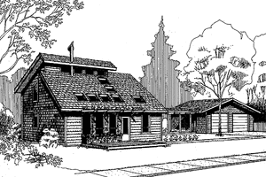 Exterior - Front Elevation for Contemporary House Plan #60-709 - 2 bed, 2 bath