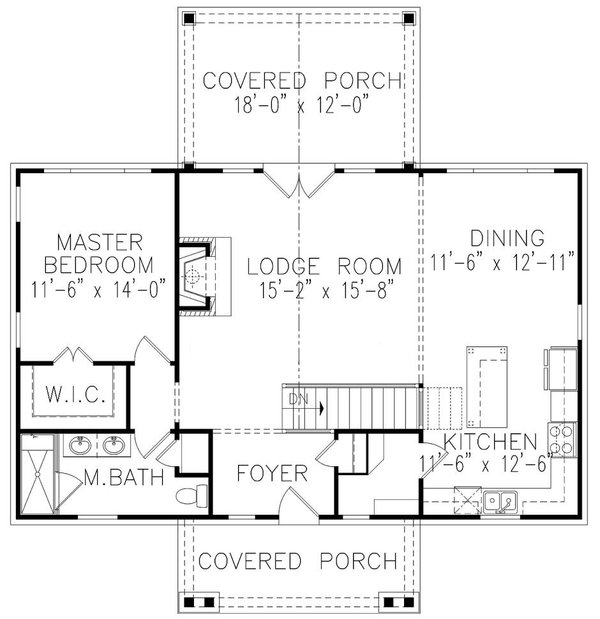Cottage Floor Plan - Main Floor Plan #54-596
