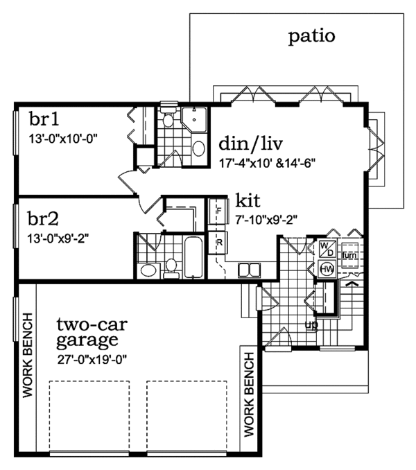 Country Floor Plan - Main Floor Plan #47-1090